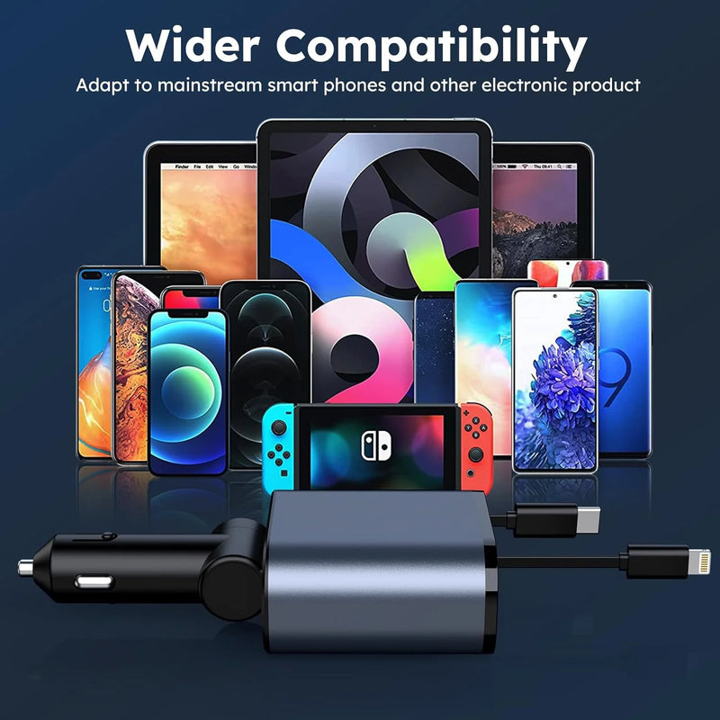 4 IN 1 Retractable Car Phone Charger